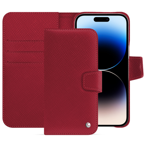 Luxury wallet case iPhone 15 Pro Max | The best protection availableRouge passion ( Pantone #a6192e ) 