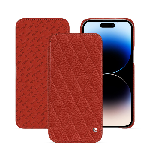 Cover con lembo orizzontale per iPhone 15 Pro Max | Lusso e resistenzaPapaye - Couture ( Pantone #b54317 ) 