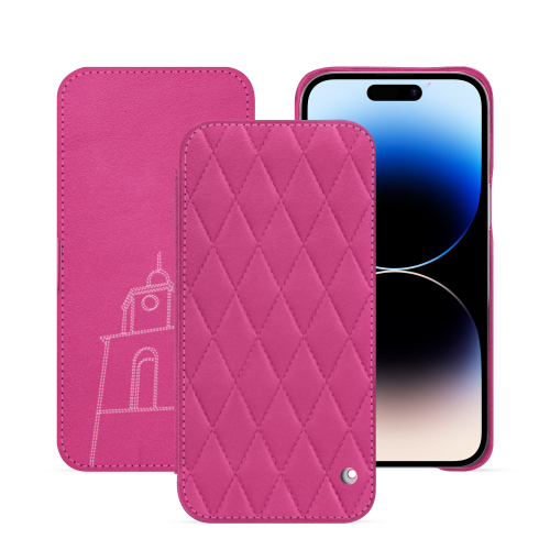 Housse rabat horizontal iPhone 15 Pro Max | Luxe et durabilitéRose BB - Couture ( Pantone #DB599F )