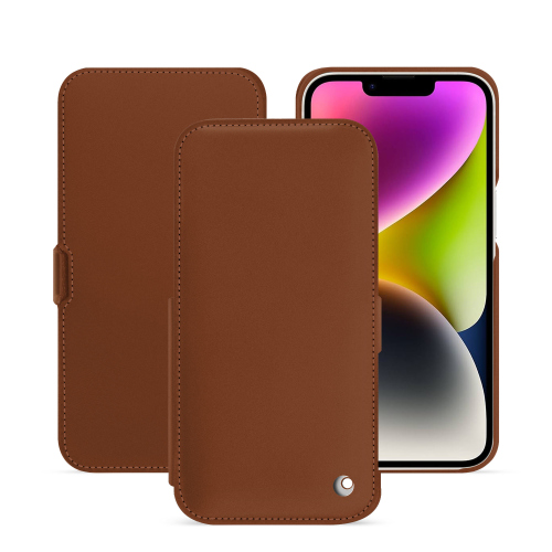 iPhone 15 Plus horizontal flap cover - Elegance and protectionMarron ( Nappa - Pantone #8B4720 ) 