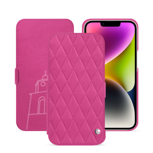 iPhone 15 Plus - Schutzhülle mit horizontaler Klappe - Eleganz und SchutzRose BB - Couture ( Pantone #DB599F )