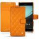 Housse cuir Sony Xperia Z3+ - Xperia Z4 - Orange fluo - Couture