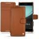 Custodia in pelle Sony Xperia Z3+ - Xperia Z4 - Marron ( Nappa - Pantone 1615C ) 