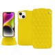 Apple iPhone 15 Plus leather case - Jaune fluo - Couture ( Pantone #c9ff57 ) 
