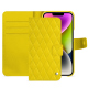 Funda de piel Apple iPhone 15 Plus - Jaune fluo - Couture ( Pantone #c9ff57 ) 