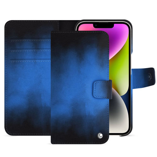 Luxuriöse Wallet-Hülle für das iPhone 15 Plus | Maximaler Schutz und EleganzBleu Patine