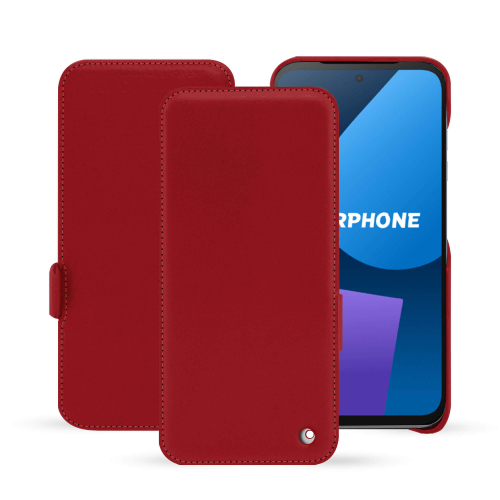 Fairphone 5 horizontal flap cover | Elegance and premium protectionRouge ( Nappa - Pantone #d50032 ) 