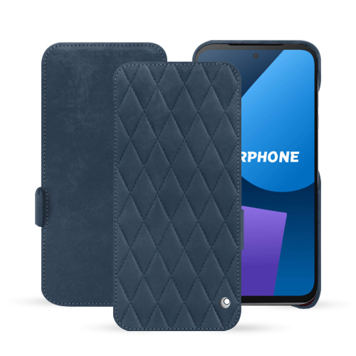 Capa com aba horizontal para Fairphone 5 | Elegância e proteção de primeira qualidadeJean vintage - Couture ( Pantone #2f414f  ) 