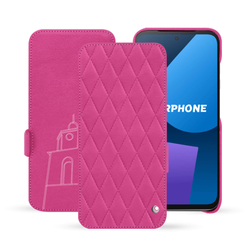 Capa com aba horizontal para Fairphone 5 | Elegância e proteção de primeira qualidadeRose BB - Couture ( Pantone #DB599F )