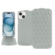 Apple iPhone 15 leather case - Gris - Couture ( Nappa - Pantone #c1c6c8 ) 