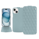 硬质真皮保护套 Apple iPhone 15 - Bleu ciel - Couture ( Nappa - Pantone #abcae9 ) 