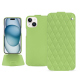 Apple iPhone 15 leather case - Vert olive - Couture ( Nappa - Pantone #a7c58e ) 