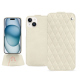 硬质真皮保护套 Apple iPhone 15 - Blanc escumo - Couture ( Pantone #D6D6D1 )