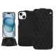 Custodia in pelle Apple iPhone 15 - Negre poudro - Couture ( Pantone #111212 )