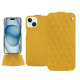 Apple iPhone 15 leather case - Jaune soulèu - Couture ( Pantone #F3B934 )