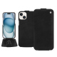 Apple iPhone 15 leather case - Negre poudro ( Pantone #111212 )