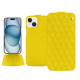 Lederschutzhülle Apple iPhone 15 - Jaune fluo - Couture ( Pantone #c9ff57 ) 