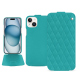 Housse cuir Apple iPhone 15 - Bleu fluo - Couture