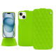 Housse cuir Apple iPhone 15 - Vert fluo - Couture ( Pantone #00ab5f ) 