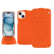 硬质真皮保护套 Apple iPhone 15 - Orange fluo - Couture ( Pantone #ff5406 ) 