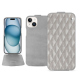 Custodia in pelle Apple iPhone 15 - Platinium - Couture ( Pantone 877C ) 