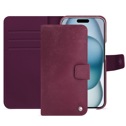 Capa carteira de luxo para iPhone 15 | Opte pelo melhorPrune vintage ( Pantone #612434 ) 