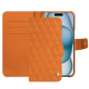 Custodia in pelle Apple iPhone 15 - Orange - Couture ( Nappa - Pantone #ff9351 ) 