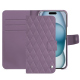 Housse cuir Apple iPhone 15 - Lilas - Couture ( Nappa - Pantone #b9a3e3 ) 