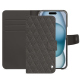 Housse cuir Apple iPhone 15 - Anthracite - Couture ( Pantone #41403c ) 