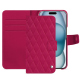 Apple iPhone 15 leather case - Rose fluo - Couture ( Pantone #ff16b4 ) 