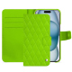 Custodia in pelle Apple iPhone 15 - Vert fluo - Couture ( Pantone #00ab5f ) 