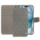 Capa em pele Apple iPhone 15 - Acier vintage - Couture ( Pantone #d85827b ) 