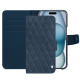 Housse cuir Apple iPhone 15 - Jean vintage - Couture ( Pantone #2f414f  ) 