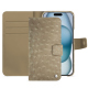 Custodia in pelle Apple iPhone 15 - Autruche desert ( Pantone #A39382 ) 