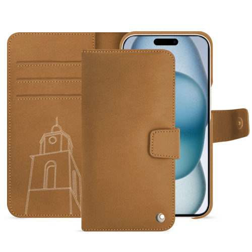 Luxury wallet case for iPhone 15 | Opt for the bestCastan esparciate ( Pantone #824F2A )