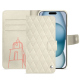 Apple iPhone 15 leather case - Blanc escumo - Couture ( Pantone #D6D6D1 )