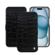 Apple iPhone 15 leather case - Crocodile nero ( Noir / Black) 