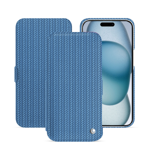 Funda con solapa horizontal para iPhone 15 - Elegancia y protección de lujoAbaca ishia ( Pantone #395775 ) 