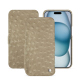 Custodia in pelle Apple iPhone 15 - Autruche desert ( Pantone #A39382 ) 