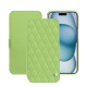 Housse cuir Apple iPhone 15 - Vert olive - Couture ( Nappa - Pantone #a7c58e ) 
