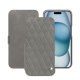 Housse cuir Apple iPhone 15 - Acier vintage - Couture ( Pantone #d85827b ) 