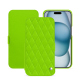 Custodia in pelle Apple iPhone 15 - Vert fluo - Couture ( Pantone #00ab5f ) 