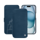 Housse cuir Apple iPhone 15 - Blu mediterran ( Pantone #0E3043 )