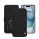 Funda de piel Apple iPhone 15 - Negre poudro - Couture ( Pantone #111212 )