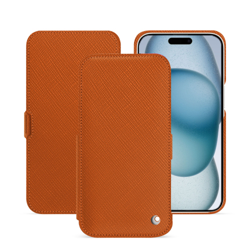 iPhone 15 horizontal flap case - Luxury elegance and protectionOrange vibrant ( Pantone #e36b39 ) 