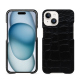 Capa em pele Apple iPhone 15 - Crocodile nero ( Noir / Black) 