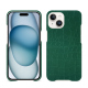 Apple iPhone 15 leather cover - Crocodile pino ( Pantone #173F35 ) 