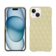 Coque cuir Apple iPhone 15 - Beige - Couture ( Nappa - Pantone #ceb888 ) 