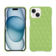 Coque cuir Apple iPhone 15 - Vert olive - Couture ( Nappa - Pantone #a7c58e ) 