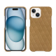 Coque cuir Apple iPhone 15 - Sable vintage - Couture ( Pantone #9b7340 ) 